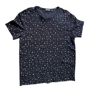 IKKS Men Navy cotton knit Tee Shirt with geometric shape round neck crew | XL